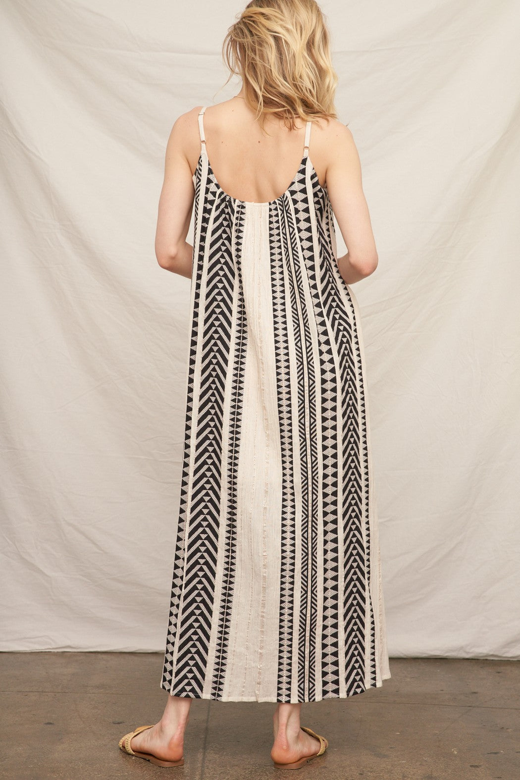 Luminary Embroidered Stripe Cami Maxi Dress