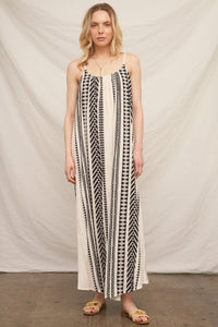 Luminary Embroidered Stripe Cami Maxi Dress