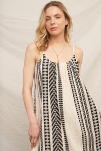 Luminary Embroidered Stripe Cami Maxi Dress