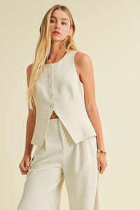Button Closure Tailored Vest