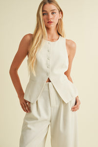Button Closure Tailored Vest