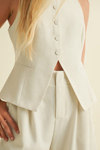 Button Closure Tailored Vest
