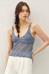 Sidelines Crochet Knot Tank in Denim Blue