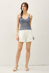 Sidelines Crochet Knot Tank in Denim Blue