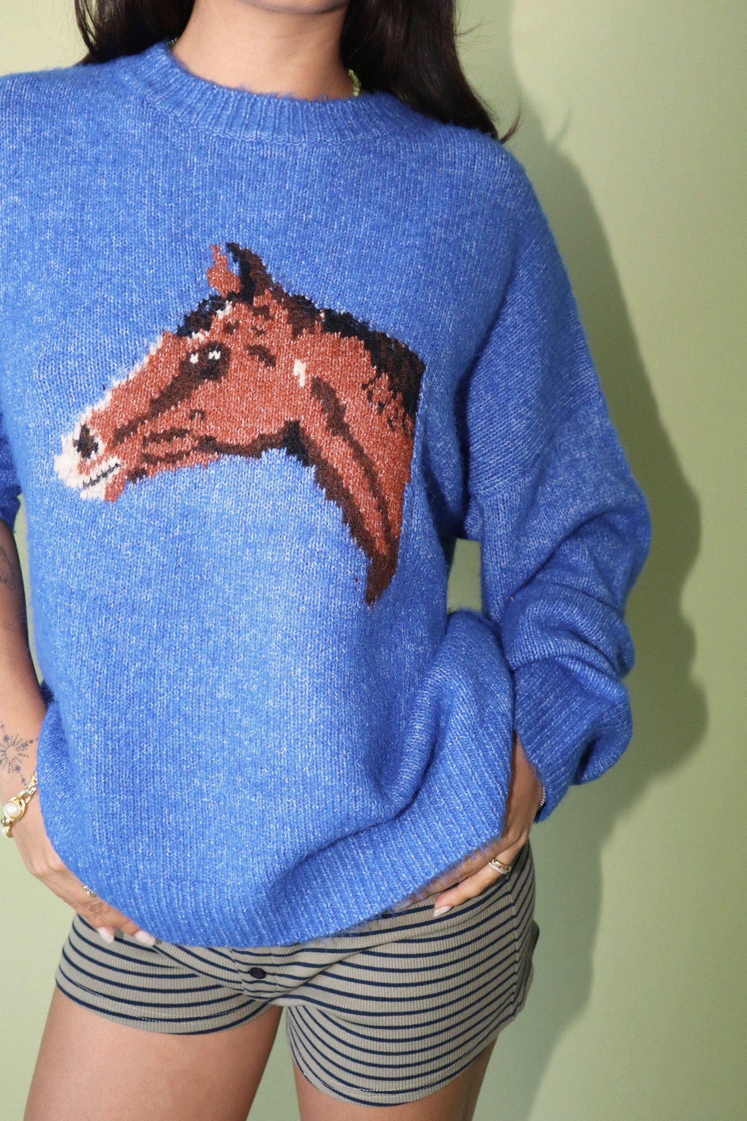 Horsing Around Sweater in Royal Blue