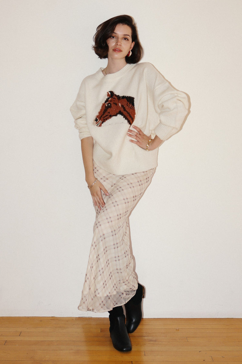 Horsing Around Sweater in Ivory