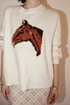 Horsing Around Sweater in Ivory