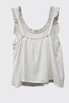Ruffle Trim Linen Tank in Ivory
