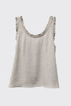 Ruffle Trim Linen Tank in Natural