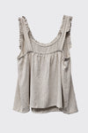 Ruffle Trim Linen Tank in Natural
