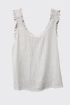 Ruffle Trim Linen Tank in Ivory