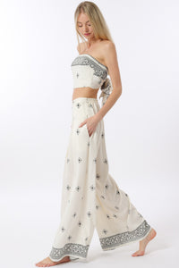 Vacay Tie Back Tube Top and Beach Pant Set