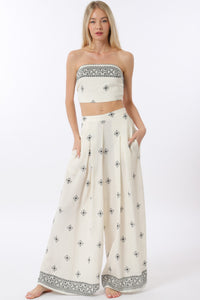 Vacay Tie Back Tube Top and Beach Pant Set