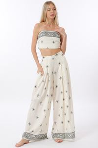 Vacay Tie Back Tube Top and Beach Pant Set