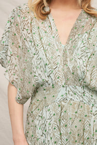 Make It Happen Metallic Maxi Dress in Sage
