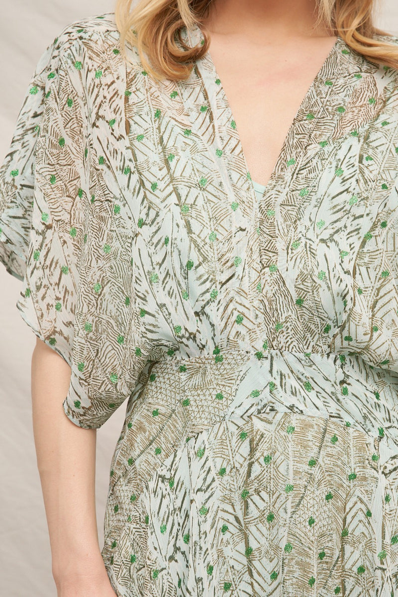 Make It Happen Metallic Maxi Dress in Sage