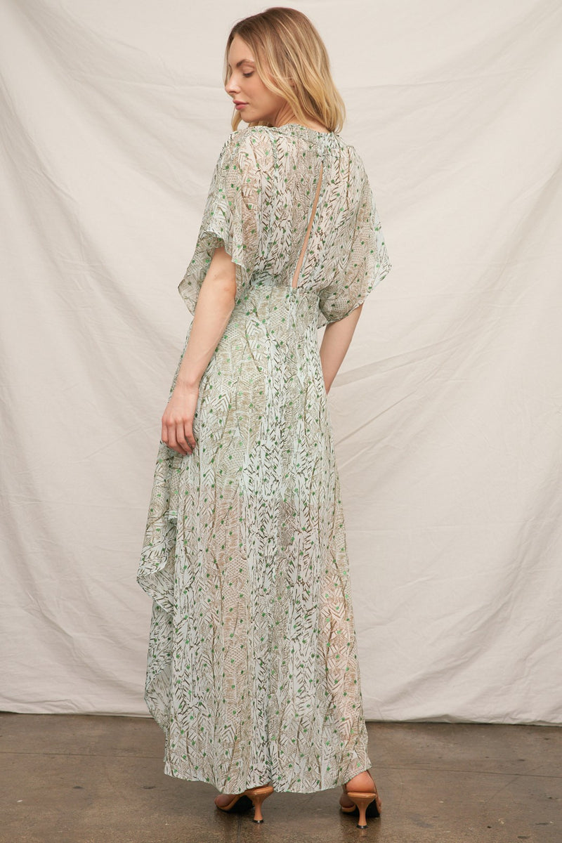 Make It Happen Metallic Maxi Dress in Sage