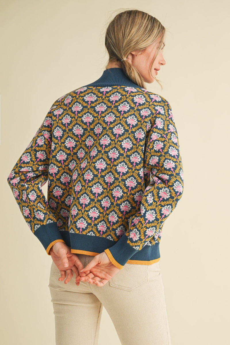 Peacock Half Zip Sweater