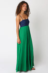 Color Block Navy and Emerald Maxi  Dress