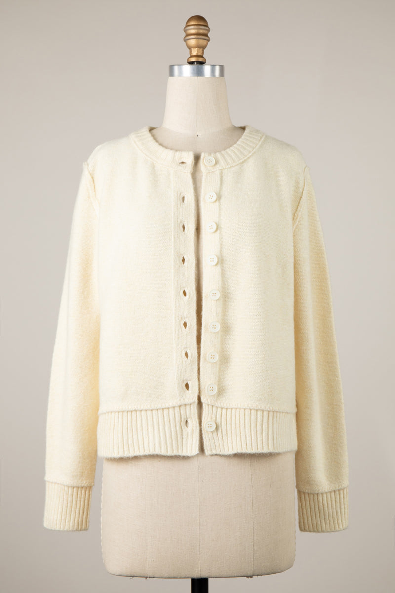 Exposed Seam Button Front Cardigan MORE COLORS