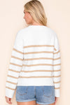 Striped Beige Cardigan Sweater