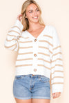 Striped Beige Cardigan Sweater