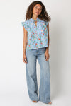 Floral garden Split Neck Blouse