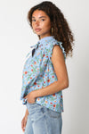 Floral garden Split Neck Blouse