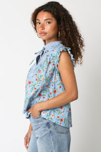 Floral garden Split Neck Blouse