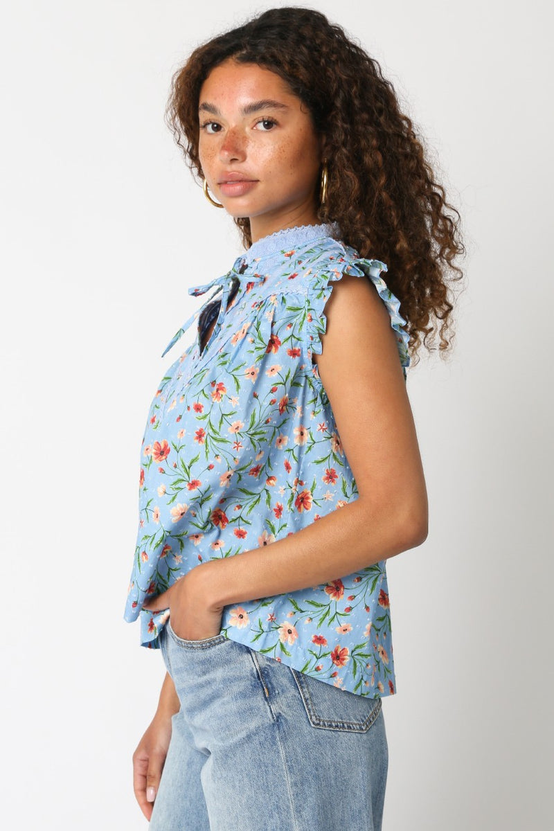 Floral garden Split Neck Blouse