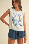 Fish Sleeveless Sweater Tank