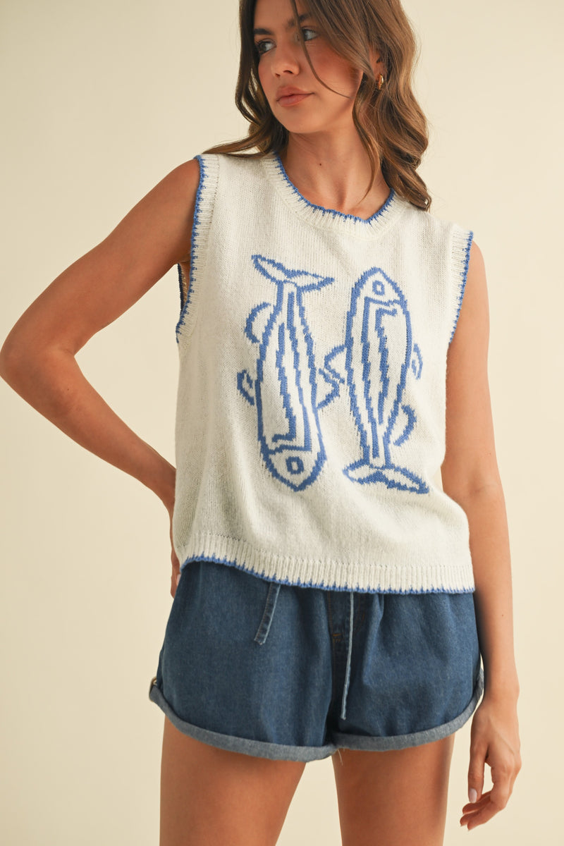 Fish Sleeveless Sweater Tank