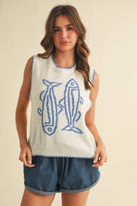 Fish Sleeveless Sweater Tank