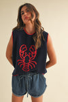 Lobster Sleeveless Knit Sweater