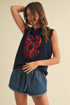 Lobster Sleeveless Knit Sweater