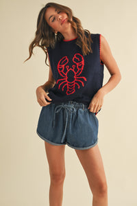 Lobster Sleeveless Knit Sweater
