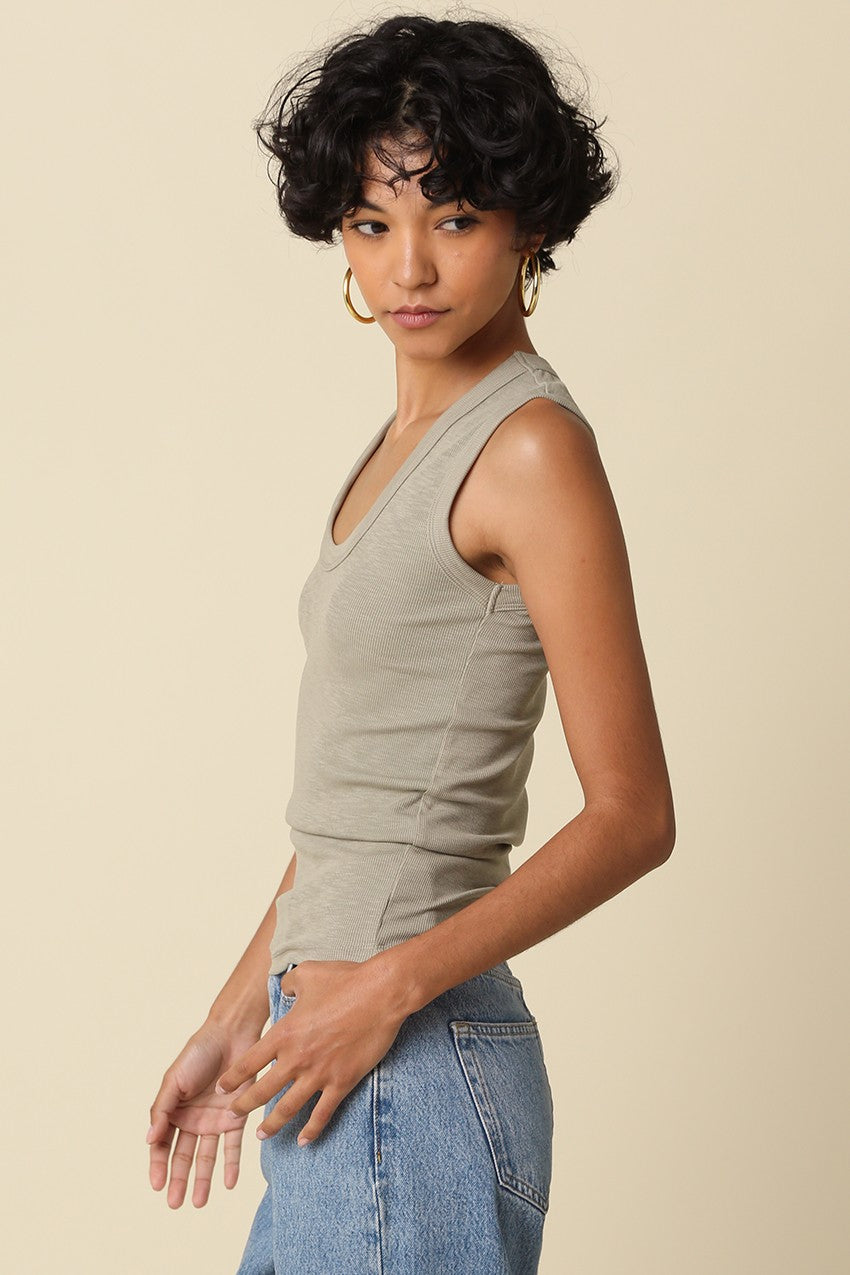 Always On Ribbed Scoop Neck Tank in Sage