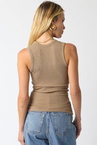 Always On Ribbed Scoop Neck Tank in Taupe