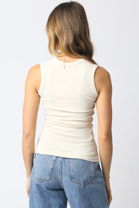 Always On Ribbed Scoop Neck Tank in Ecru