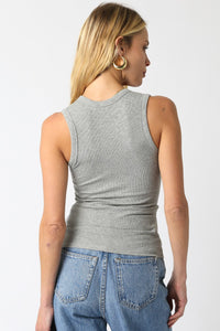 Always On Ribbed Scoop Neck Tank in Grey