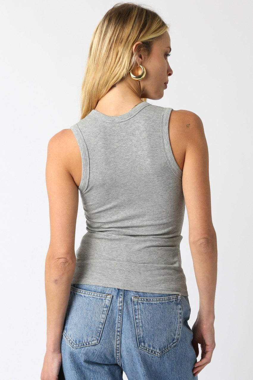 Always On Ribbed Scoop Neck Tank in Grey