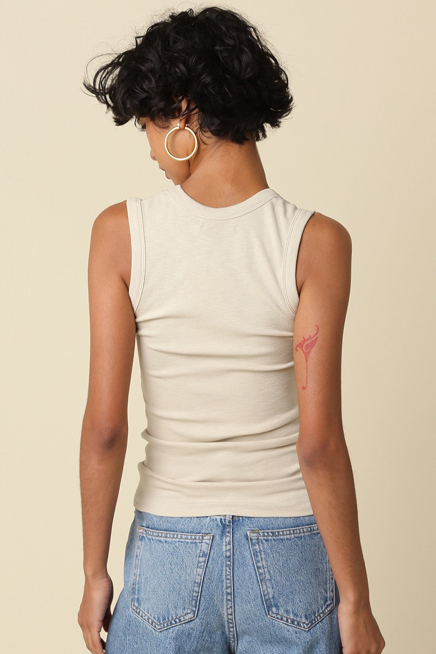Always On Ribbed Scoop Neck Tank in Beige