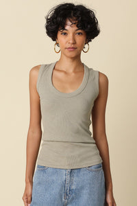 Always On Ribbed Scoop Neck Tank in Sage