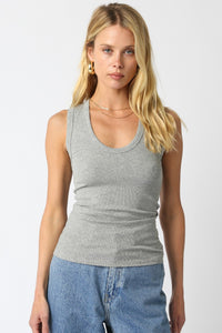 Always On Ribbed Scoop Neck Tank in Grey