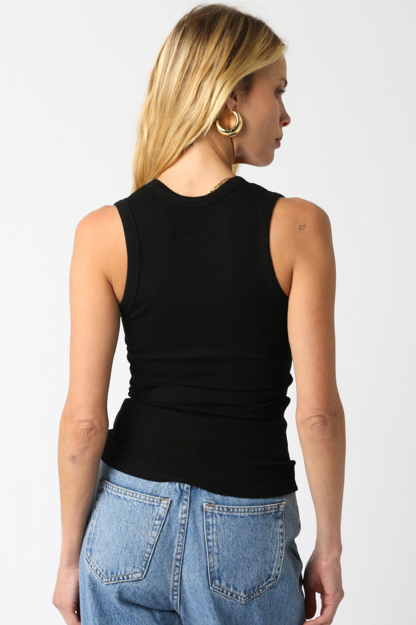 Always On Ribbed Scoop Neck Tank in Black