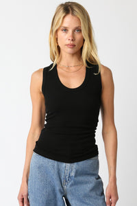 Always On Ribbed Scoop Neck Tank in Black