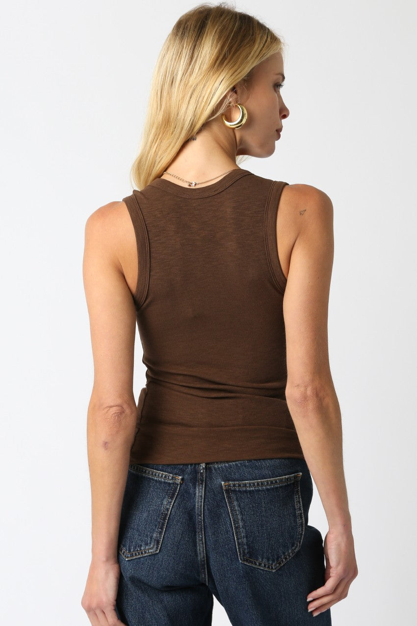 Always On Ribbed Scoop Neck Tank in Chocolate
