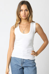 Always On Ribbed Scoop Neck Tank in Ivory