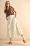 Mini Pleat Maxi Skirt in Ecru