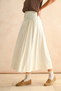 Mini Pleat Maxi Skirt in Ecru